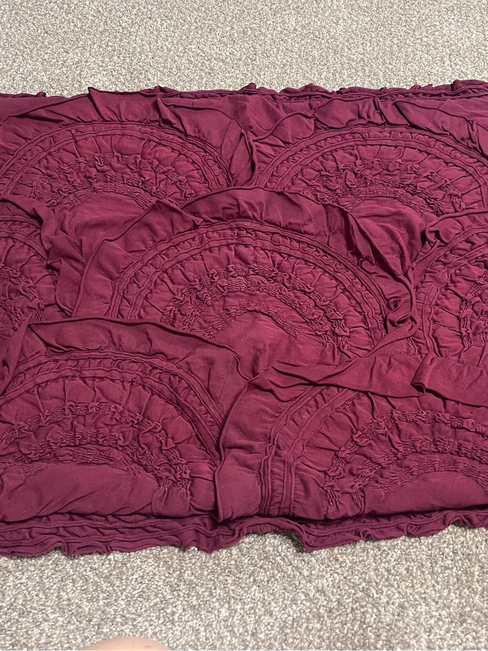 Anthropologie Rivulets Ruffled Standard Shams in Burgundy